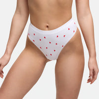 Red Heart Print - White