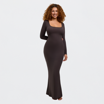 Ribbed Long Sleeve Maxikleid
