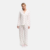 Red Heart Print - White